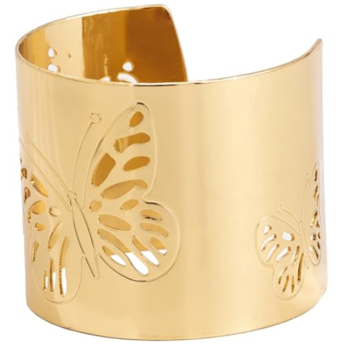 Hohopeti Offener Damen Armreif Goldfarbener Breiter Cuff Armband mit Geometrischem Schmetterling Design Leichter Handgelenkschmuck für Alltag und Geschenkidee von Hohopeti