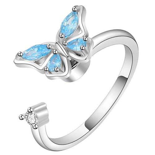 Hohopeti Offener Schmetterling Ring Damen Verstellbar Zirkonia Schmuck Weißgoldfarben Eleganter Statement ring für Frauen Mädchen Geschenk Geburtstag Valentinstag Hohopeti Offener Schmetterling Ring Damen Verstellbar Zirkonia Schmuck Weißgoldfarben Eleganter Statement ring für Frauen Mädchen Geschenk Geburtstag Valentinstag von Hohopeti