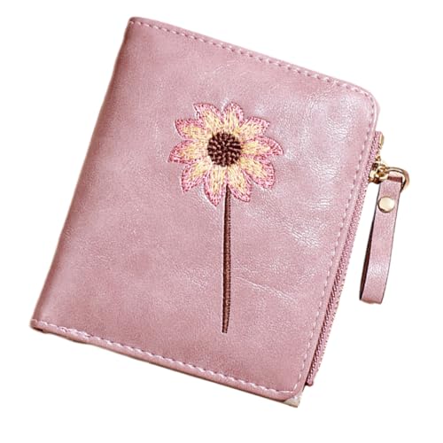 Hohopeti PU Geldbörse Damen Klein mit Reißverschluss Kompakt und Strapazierfähig Modisches Portemonnaie mit Blumenmuster Multifunktional für Bargeld Karten und Münzen für Alltag und von Hohopeti