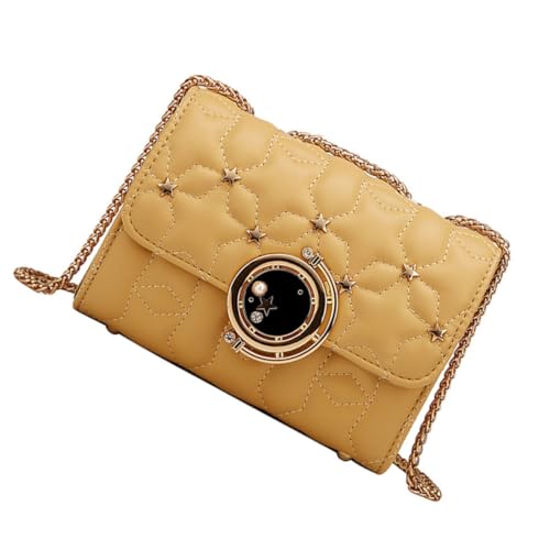 Hohopeti PU Umhängetasche Damen Kleine Crossbody Bag mit Sternmuster Modische Schultertasche aus Langlebigem Pu material Leichte Handtasche für Alltag Party und Shopping Gelb mit von Hohopeti