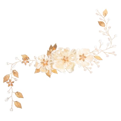 Hohopeti Perlenbesetztes Braut Haarband mit Strasssteinen Legiertes Kopfschmuck Accessoire für Hochzeit Party und Festliche Anlässe Rutschfeste Damen Haarspange von Hohopeti