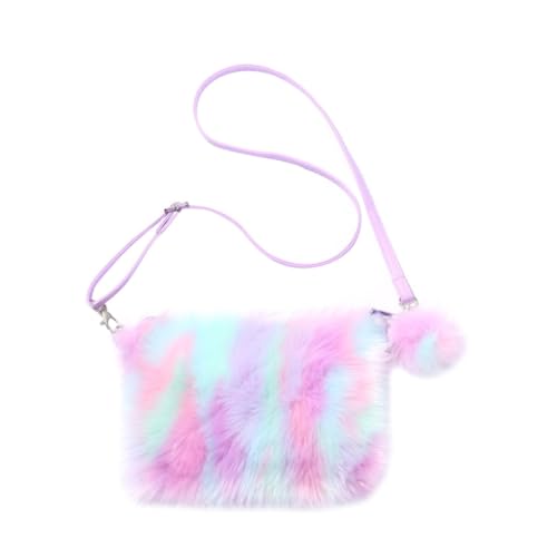 Hohopeti Plüsch Damen Schultertasche Einzelschulter Umhängetasche Farbverlauf Weiches Material Strapazierfähig Verstellbar Alltag Shopping von Hohopeti