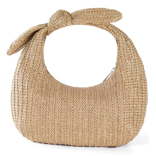 Hohopeti Polyester Clutch Damen Handtasche Sommer Strandtasche Leicht Geflochtene Tote Bag Für Alltag Party Picknick von Hohopeti