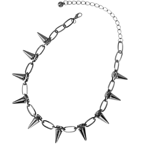 Hohopeti Punk Nieten Halskette Metall Choker Kettenanhänger für Damen und Mädchen Verstellbare Clavicle Chain mit Vintage Street Style für Partys und Alltagsoutfits von Hohopeti