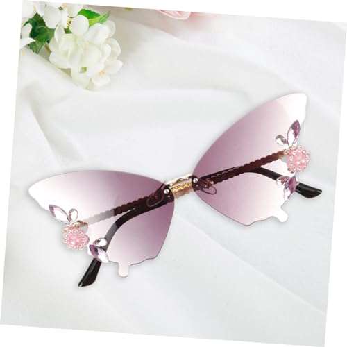 Hohopeti Randlose Schmetterlings Sonnenbrille Damen Partybrille mit Glitzernden Verzierungen Modisches Accessoire für Festivals und Freizeit Hohopeti Randlose Schmetterlings Sonnenbrille Damen Partybrille mit Glitzernden Verzierungen Modisches Accessoire für Festivals und Freizeit von Hohopeti