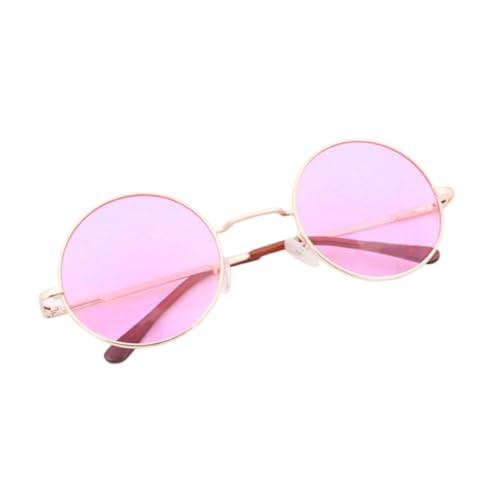 Hohopeti Retro Runde Sonnenbrille Schutz Leichte Damen Herren Vintage design Langlebige Kunststofffassung Modische Getönte Gläser Goldfarbenes Gestell Violette Gläser von Hohopeti