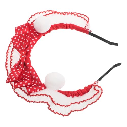 Hohopeti Retro Satin Haarreif mit Schleife und Spitzenbesatz Gepunktetes Design mit Pompons Süßes Haarschmuck Accessoire für Frauen und Mädchen Geeignet für Cosplay Party und Alltag von Hohopeti