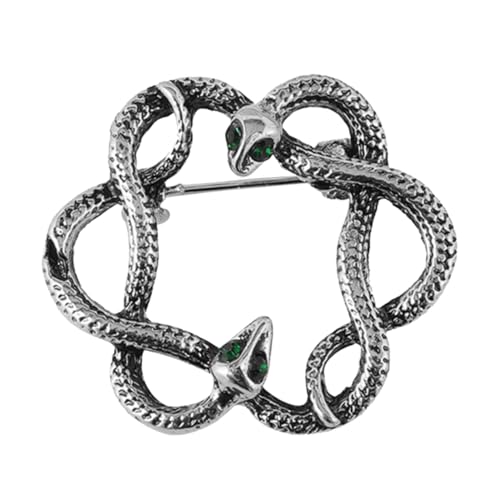 Hohopeti Retro Schlange Brosche Schmuck Clip für Damen Eleganter Schal Pullover clip Vielseitiges Kleidungsaccessoire für Cardigans Blusen und Kleider Silberfarbene Vintage inspirierte von Hohopeti
