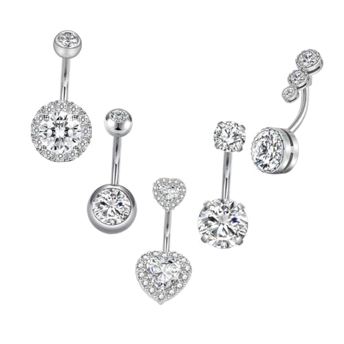 Hohopeti Rhinestone Bauchnabelpiercing Edelstahl Teilig Nabelring Damen Schmuck Hautfreundlich Poliert Langlebig Komfortabel von Hohopeti