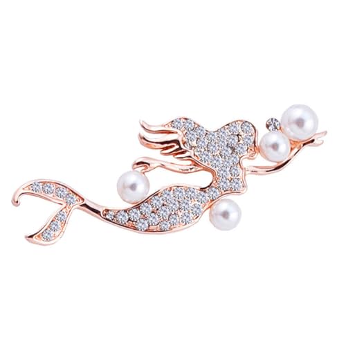 Hohopeti Rhinestone Brosche Meerjungfrau Design Rosegold Perlen Anstecknadel für Kleidung Schals Taschen Modische Corsage Schmuck für Damen und Mädchen von Hohopeti