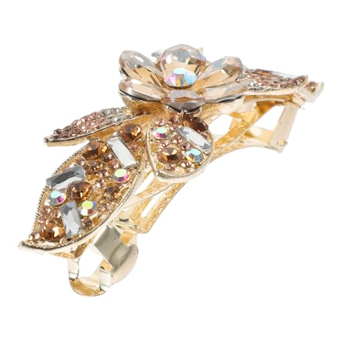 Hohopeti Rhinestone Haarklammer Blumen Design Metall Frühling Haarclip für Feines Haar Damen Mädchen Modischer Haarschmuck Champagnerfarben Langlebig und Einfach zu Tragen von Hohopeti