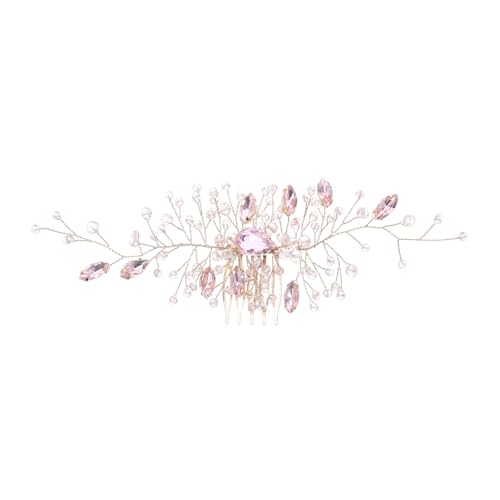 Hohopeti Rhinestone Hochzeit Haarkamm mit Blattdesign Handgefertigter Brautschmuck Leichter Steckkamm für Sicheren Vielseitiges Accessoire für Braut und Brautjungfern Eleganter Haarschmuck von Hohopeti