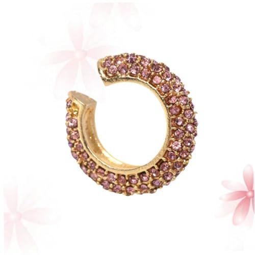 Hohopeti Rhinestone Ohrclip aus C Förmiger Legierung Modischer Rosa Ohrschmuck für Damen Langlebig und Elegant für Alltag und Reisen Ohrlöcher Tragbar von Hohopeti