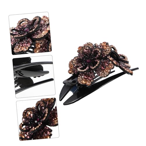 Hohopeti Rhinestone Ponytail Hair Clip Glänzende Kristallblumen Haarklammer für Dickes Haar Damen Haarschmuck für Hochzeit Alltag Party von Hohopeti