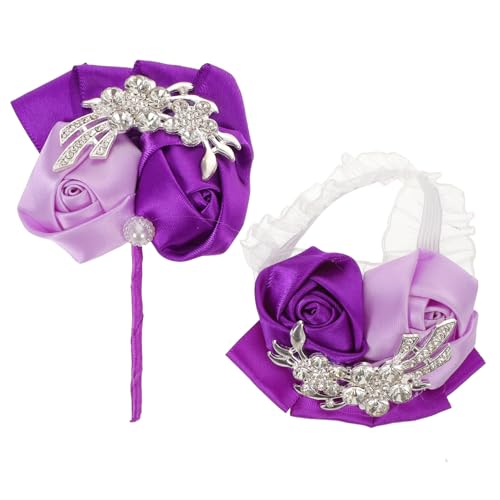 Hohopeti Romantisches Wrist Corsage und Boutonniere mit Funkelnden Strasssteinen und Satinrosen Leicht und Bequem für Hochzeiten Brautjungfern und Festliche Anlässe Hohopeti Romantisches Wrist Corsage und Boutonniere mit Funkelnden Strasssteinen und Satinrosen Leicht und Bequem für Hochzeiten Brautjungfern und Festliche Anlässe von Hohopeti