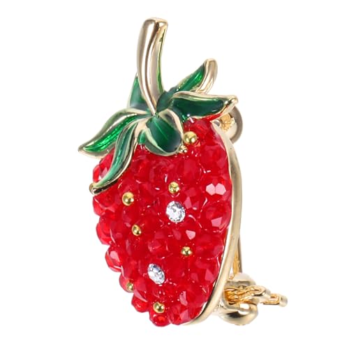Hohopeti Rote Edelstein Erdbeer-brosche mit Feiner Handarbeit Niedliches Obst-motiv Anstecknadel für Damen Vielseitiger Schmuck-accessoire Passend zu Hochzeit Brautkleid und Sommermode von Hohopeti