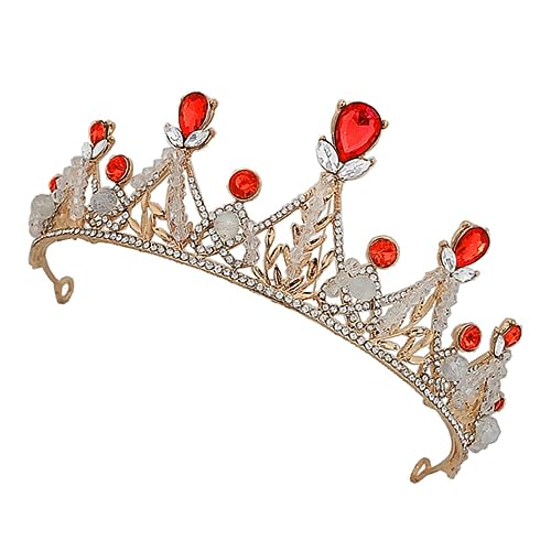 Hohopeti Rote Kindergeburtstagskrone aus Zinklegierung mit Funkelnden Kristallen und Strass Leichtes Haarschmuck für Mädchen Geeignet für Party Fotoshooting und Festliche Anlässe von Hohopeti