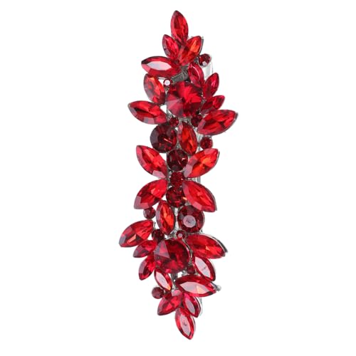 Hohopeti Roter Blumen Haarclip aus Legierung mit Funkelnden Kristallen Langlebiges Brautschmuck Accessoire für Braut und Brautjungfern Eleganter Hochzeitsschmuck für Festliche Frisuren von Hohopeti