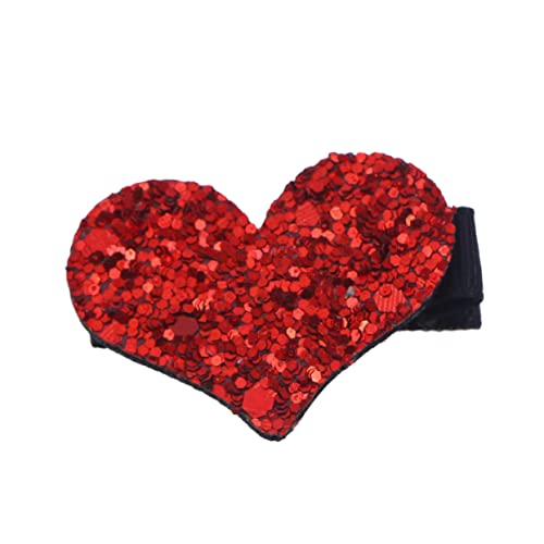 Hohopeti Roter Glitzer Herz Haarklammer Alligator Clip mit Pailletten Glatte Oberfläche Modischer Haarschmuck für Mädchen und Damen Geeignet für Hochzeiten Partys Alltag und Festliche von Hohopeti