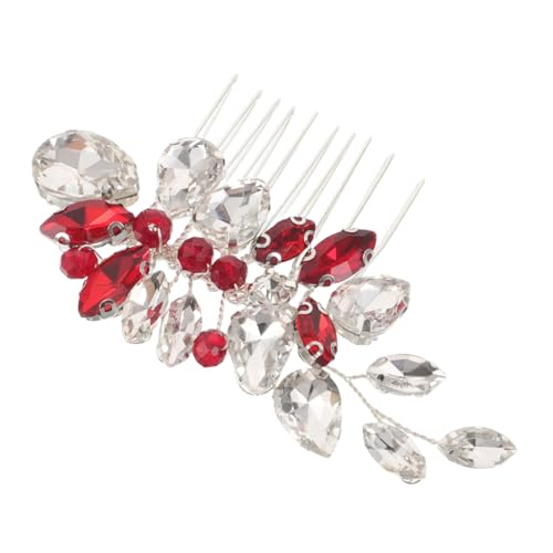 Hohopeti Roter Strass Haarkamm Braut Hochzeit Haarschmuck Eleganter Seitenkamm für Brautjungfern Festliche Frisuren Schmuck für Frauen und Mädchen von Hohopeti