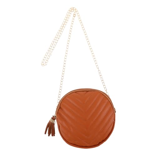 Hohopeti Runde Damen Umhängetasche mit Fransen und Quasten Verstellbarer Crossbody-gurt Kompakte Runde Geldbörse mit Reißverschluss Praktische Schultertasche für Alltag Party und Freizeit von Hohopeti