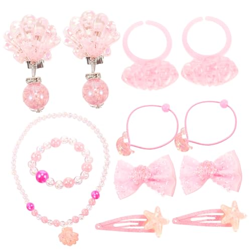 Hohopeti Schmuckset Meerjungfrau Thema Bunte Halskette Armband Ring Haarklammer Hautfreundlich für Mädchen Party Mode von Hohopeti