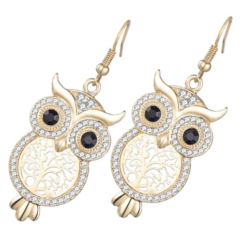 Hohopeti Statement Eulen Ohrringe für Frauen Ohrhänger mit Lebensbaum Anhänger Fun Strass Schmuck Originelles Design für Alltag Party Geschenk für Freundin von Hohopeti