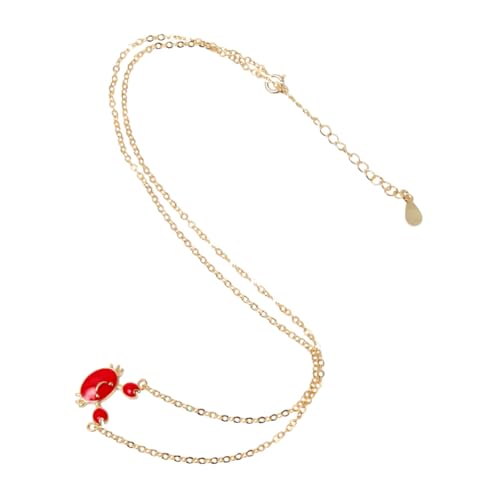 Hohopeti Sterling Silber Damen Halskette mit Rotem Emaille Krabben anhänger Nickelfrei Langlebig Stilvoll für Romantische Anlässe und Alltagsschmuck von Hohopeti