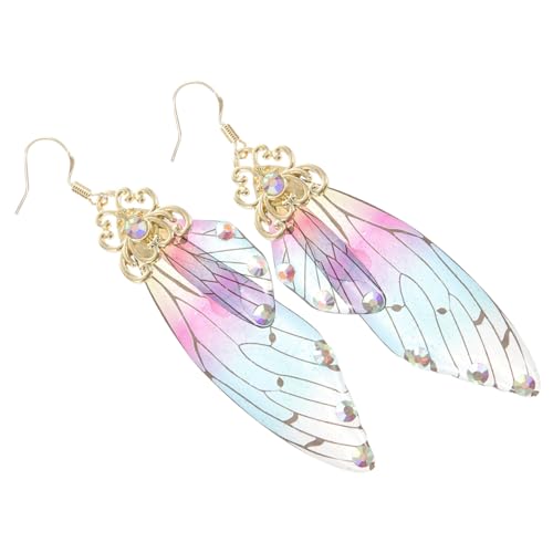 Hohopeti Sterling Silber Ohrringe Schmetterlingsflügel Hängend Farbverlauf Regenbogen Damen Mädchen Schmuck Leicht und Elegant Für Alltag und Geschenk von Hohopeti