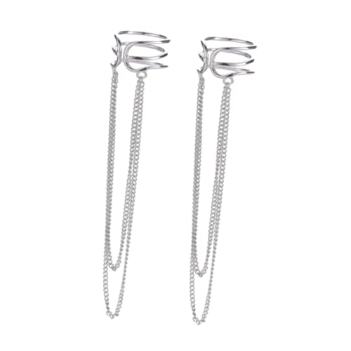 Hohopeti Sterlingsilber Ohrklemmen mit Langen Tassel Ohrringen Modisch Eleganter Ohrschmuck für Damen Ohrclips für Partys Hochzeit und Alltag von Hohopeti