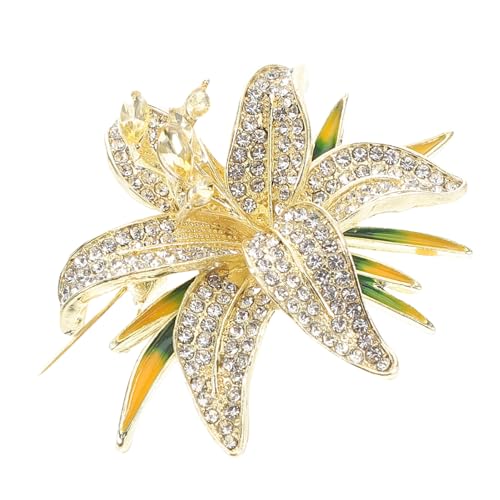 Hohopeti Strahlende Strassbrosche Lilienblüte Damen Anstecknadel Elegant Vielseitig Für Kleider Blusen Und Anzüge Stilvoll Sicher Schmuck Accessoire von Hohopeti