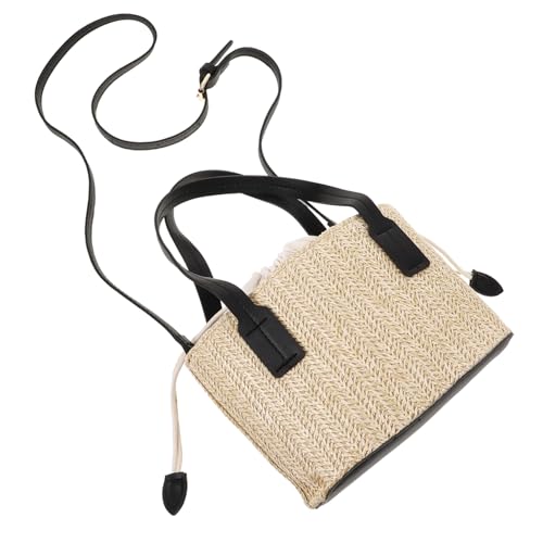 Hohopeti Strandtasche Damen Handtasche Stroh Gewebt Schultertasche mit Verstellbarem Gurt Kleine Umhängetasche für Alltag Shopping und Urlaub von Hohopeti