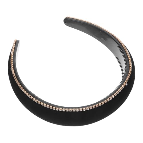 Hohopeti Strass-Stirnband Braut Haarband Hochzeits-Tiara-Kopfbedeckungen -Hochzeits-Stirnband Stilvolle Haarzubehör Strass-Stirnbänder für Frauen Strasssteine Schwarz von Hohopeti