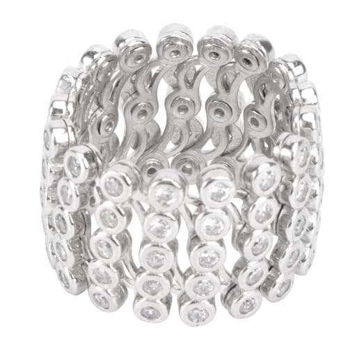 Hohopeti Stretchbarer Damenring Silber Schmuck Dual purpose Ring und Armband mit Funkelnden Strasssteinen Verstellbar Leicht und Elegant für Festtage und Alltag von Hohopeti