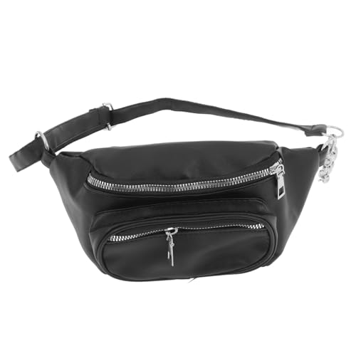 Hohopeti Stylische Schwarze Ketten Hüfttasche Damen Bauchtasche Modisch als Umhängetasche Vielseitig Tragbar für Alltag Shopping und Arbeit Praktisch Kompakt und Elegant von Hohopeti
