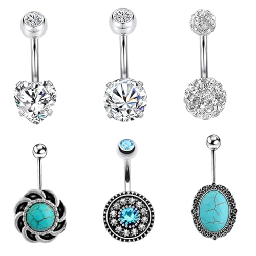 Hohopeti Teiliges Bauchnabelpiercing aus Hautfreundlichem Edelstahl mit Zirkonia Langlebig Allergikerfreundlich Modisches Nabelschmuck für Damen Pflegeleicht und Elegant von Hohopeti