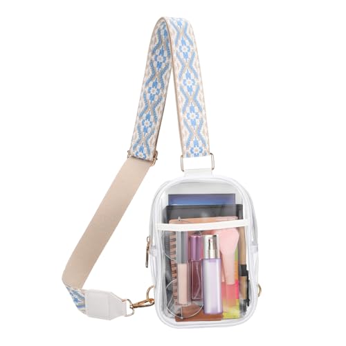 Hohopeti Transparente Crossbody Tasche PVC Verstellbarer Schultergurt Leichte Sporttasche Sichere Reißverschluss Clutch für Damen bei Sportevents und Freizeit Handliche von Hohopeti