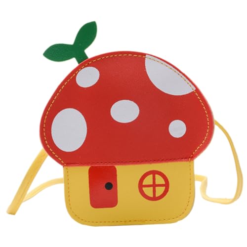 Hohopeti Umhängetasche Pilz Motiv mit Reißverschluss Leichte Verstellbare Mädchen Schultertasche aus Sicherem Material Praktische Portemonnaie Alternative für Junge Mädchen für Schule und von Hohopeti