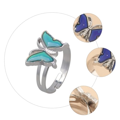 Hohopeti Verstellbarer Damenschmuck Ring mit Temperaturwechsel Modischer Schmetterling Fingerring Eleganter Kreativer Schmuck für Damen für Freundin und Alltag von Hohopeti