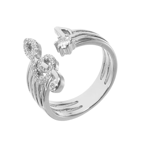 Hohopeti Verstellbarer Offener Musiknotenring mit Strasssteinen Verstellbarer Damen fingerring aus Langlebiger Modisches Schmuckgeschenk für Musikerinnen und Alltagslook von Hohopeti
