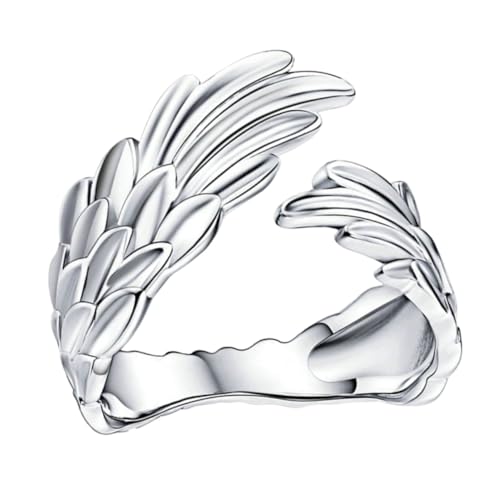 Hohopeti Verstellbarer Offener Ring aus Sterlingsilber mit Filigraner Flügelform Eleganter Schmuck für Damen Modisches Accessoire für Kostüm Party Cosplay und Alltag von Hohopeti