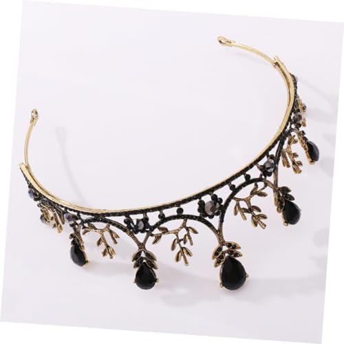 Hohopeti Vintage Braut Krone Haarschmuck mit Schwarzen und Goldenen Strasssteinen Barock Tiara für Hochzeit Geburtstag Show und Fotografie Luxuriöses Design für Damen von Hohopeti