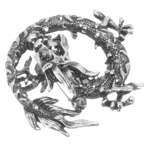 Hohopeti Vintage Chinesische Drachenbrosche aus Robustem Legierungs Elegante Anstecknadel für Kleidung Anzug Hut und Schal Modischer Lapel Pin für Herren Langlebig und Fest Fixierbar von Hohopeti