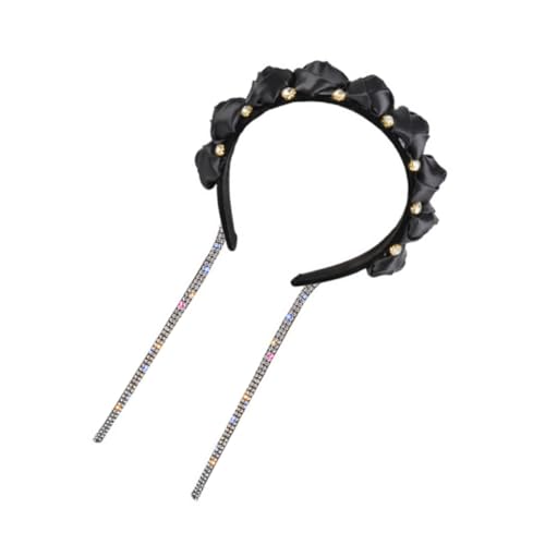 Hohopeti Vintage Haarreif mit Funkelndem Strass Tassel Design und Elegantem Blütenknoten Modisches Haarschmuck Accessoire für Damen Bequemes Stirnband für Party und Alltag von Hohopeti