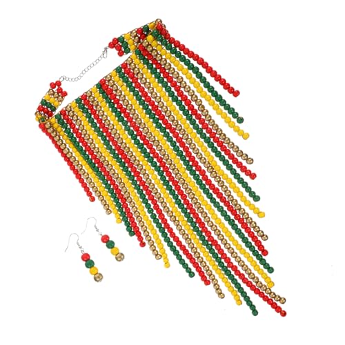 Hohopeti Vintage Holzperlen Halskette Damen Bunte Ethno Holz Schmuck Handgefertigtes Retro Statement für Büro Freizeit und Besondere Anlässe von Hohopeti