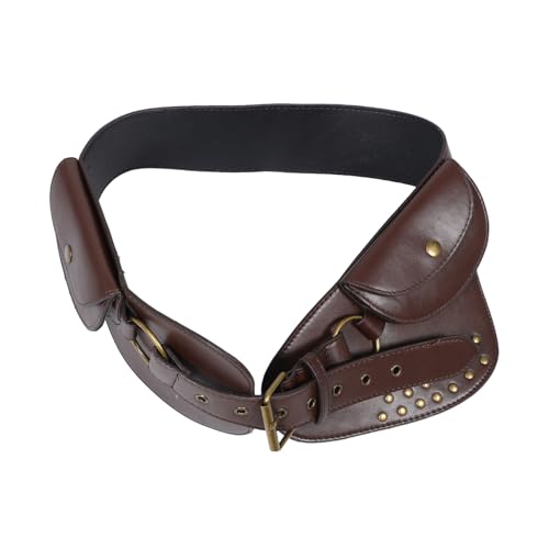 Hohopeti Vintage Mini Bauchtasche mit Nieten Verstellbarer Gürtel Stylische Hüfttasche für Damen Punk Stil Retro Waist Pack Vielseitiges Accessoire für Renaissance und Alltagsoutfits von Hohopeti