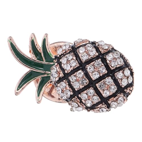 Hohopeti Wasserdichte Ananas Brosche aus Kupfer mit Zirkonia Langlebige Anstecknadel für Formelle Kleidung Modisches Accessoire für Damen und Herren Eleganter Brustpin in Gold von Hohopeti