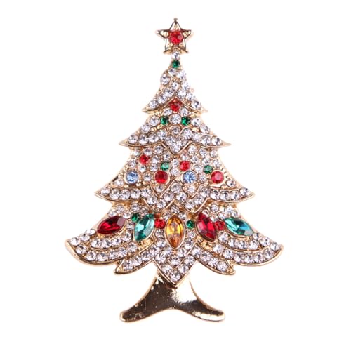 Hohopeti Weihnachtliche Strassbrosche Weihnachtsbaum Design Bunte Kristallnadeln Damen Schmuck Festliche Kleidung Dekoration für Party Hochzeit Geburtstag von Hohopeti