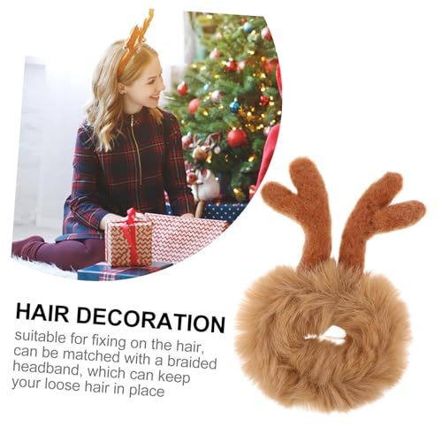 Hohopeti Weihnachtlicher Plüsch Haargummi mit Niedlichen Tierohren Elastisches Weiches Haarband aus Hochwertigem Stoff Schonend für Haare Bequem für Mädchen und Damen für Festliche Looks von Hohopeti