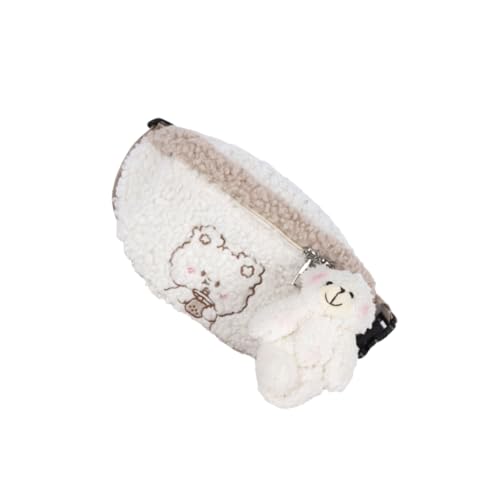 Hohopeti Weißes Plüsch Bear Pattern Bauchtasche Damen Hüfttasche Kuscheliger Fanny Pack für Alltag Shopping Reise für Frauen und Mädchen von Hohopeti